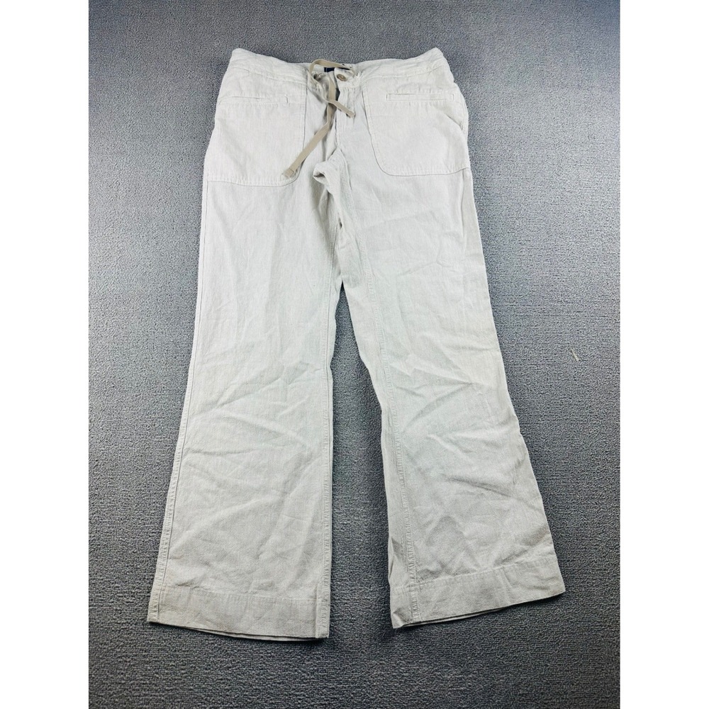 The North Face Pants Women 6‎ Beige Tan Linen Cotton Drawstring Pockets